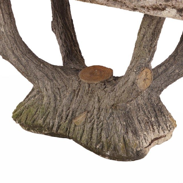 A French or Italian Cast Stone Faux Bois Garden Table, C. 1950. For Sale - Image 4 of 5