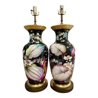 Massive Pair of French 19thC Old Paris Porcelain Table Lamps. For Sale