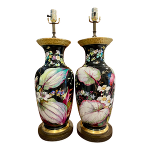 Massive Pair of French 19thC Old Paris Porcelain Table Lamps.