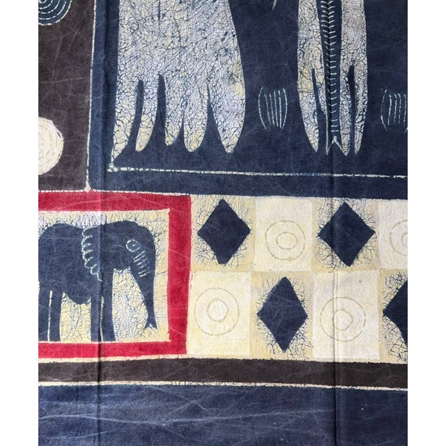 2000 - 2009 VTG Africa Decorative Panno Cotton Canvas Hand Printed For Sale - Image 5 of 5