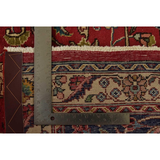 Tabriz Rug 9’11” X 12’3” Red Wool Vintage Traditional Hand-Knotted Carpet For Sale - Image 15 of 15