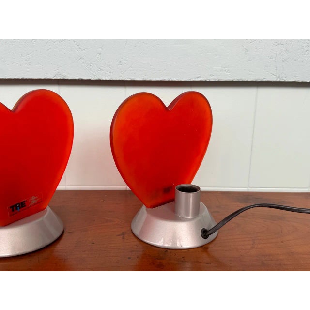 Metal Heart Table Lamps in Murano Glass by Carlo Nason for iTtre, Italy, 1990s, Set of 2 For Sale - Image 7 of 16