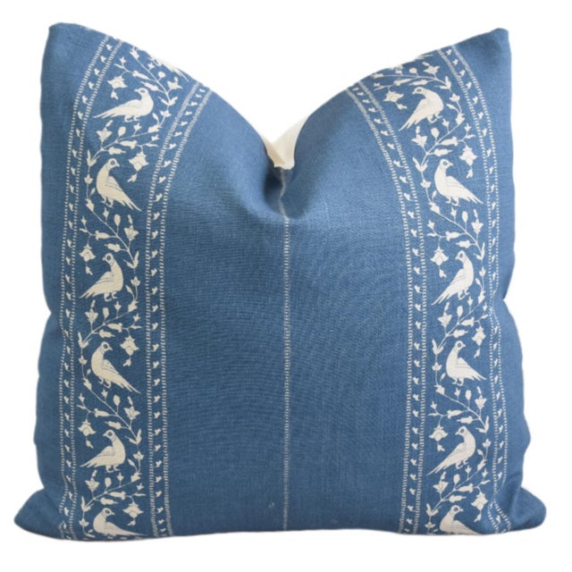 2020s Designer Lisa Fine Indigo Blue Baroda II Feather/Down Pillow For Sale - Image 5 of 5