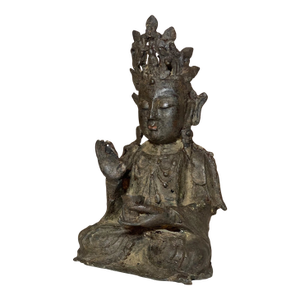 Antique 1600's Ming Dynasty Chinese Bodhisattva Guanyin Bronze Statue Sculpture