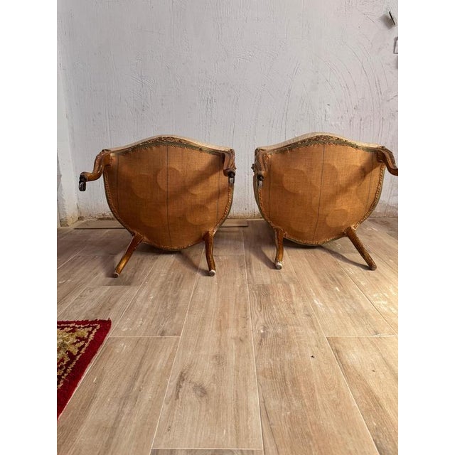 Gold French Louis XV Style Giltwood Chairs, 1800s, Set of 2 For Sale - Image 8 of 9