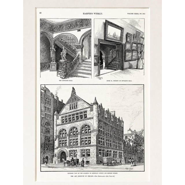 Art Institute of Chicago, Michigan Avenue and Monroe Street Original Print, 1880 For Sale