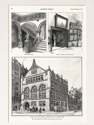 Art Institute of Chicago, Michigan Avenue and Monroe Street Original Print, 1880