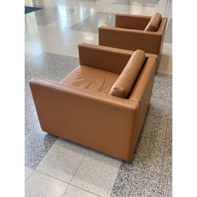Midcentury Modern Caramel Club Chairs by Charles Pfister for Knoll - A Pair For Sale In New York - Image 6 of 14