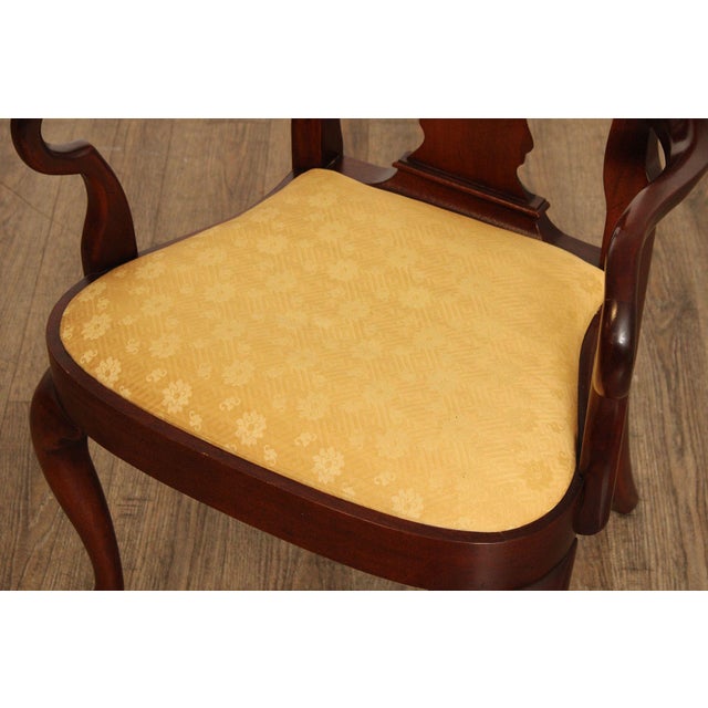 Brown Queen Anne Style Vintage Mahogany Armchair For Sale - Image 8 of 12