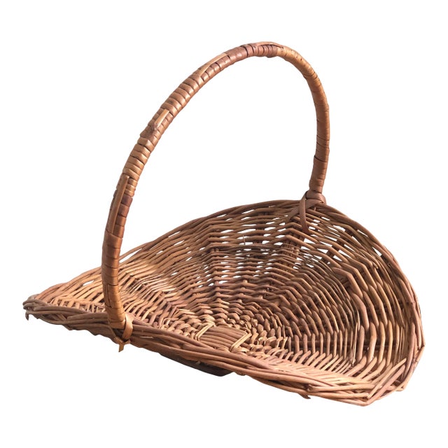 Vintage European Flower Gathering Basket For Sale