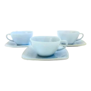 Fire King Azurite Mugs and Saucers - Set of 3
