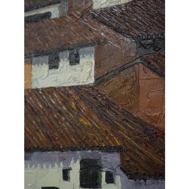 1970s Maison Artist Signed Mediterranean Oil Painting on Canvas For Sale - Image 5 of 11