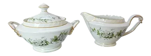 Vintage Dogwood Floral Decoration Sugar & Creamer - A Pair