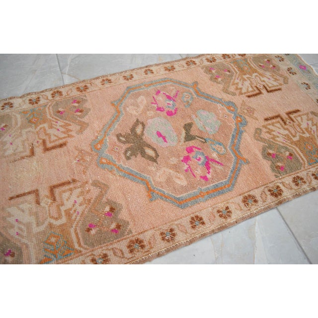 1970s Small Rug, Entryway Rug, Bath Mat, Kitchen Decor, Turkish Rug, Doormat 1'10" X 3'10" For Sale - Image 16 of 18