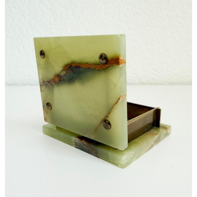 Art Deco Green Onyx & Bronze Smoking Box For Sale - Image 4 of 11