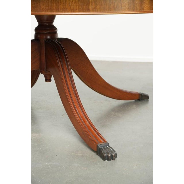 20th Century English Oval Coffee Table with a Red Leather Top For Sale - Image 10 of 11