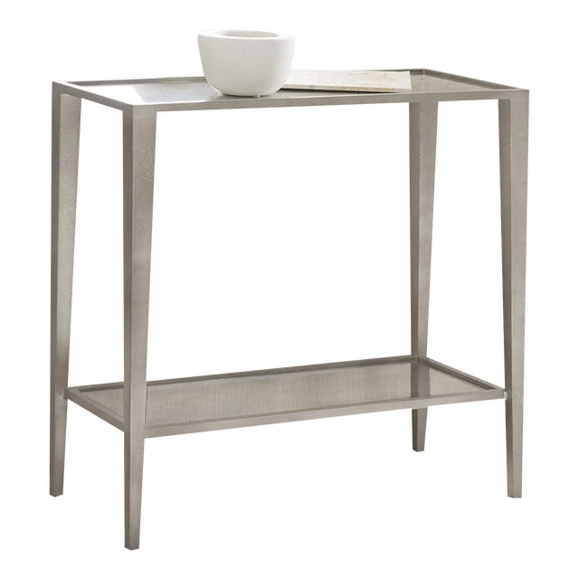 Modern History Large Gilt Chairside Table - Silver Leaf For Sale