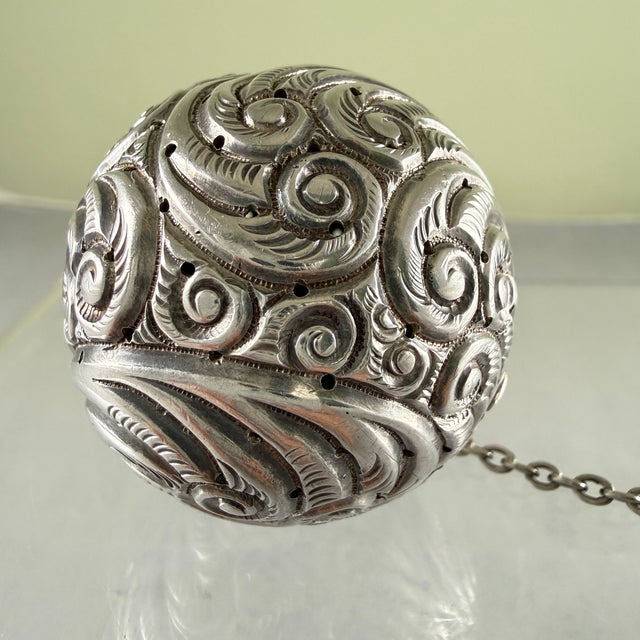 1900s Webster Estate Sterling Silver Tea Ball Infuser For Sale - Image 9 of 12