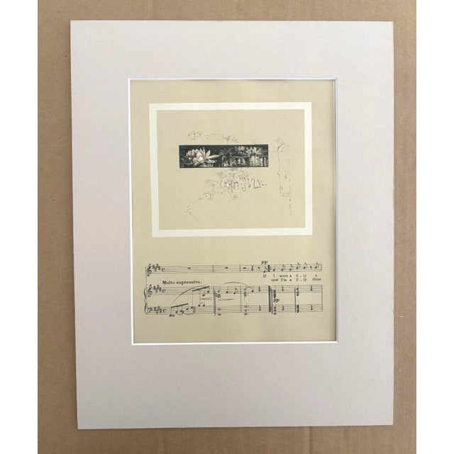 Realism Antique 1888 July Lullaby Sheet Music Print pub. by Prang 1n 11x14 Mat, EUC For Sale - Image 3 of 3