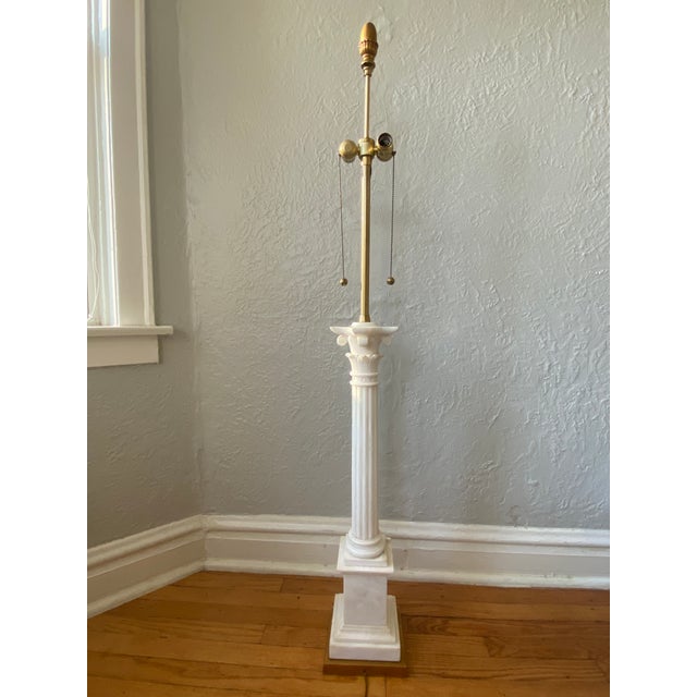 White 1960s Marbro Lamp Company Italian Alabaster Greek Column Marble Floor Lamp For Sale - Image 8 of 14