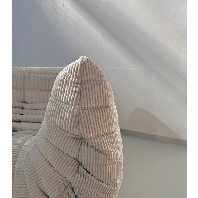Ligne Roset French Togo Sofa in Beige Corduroy by Michel Ducaroy for Ligne Roset, 1970s For Sale - Image 4 of 11