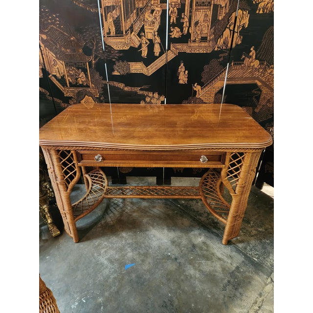 Vintage Wicker Desk Vanity For Sale - Image 10 of 12