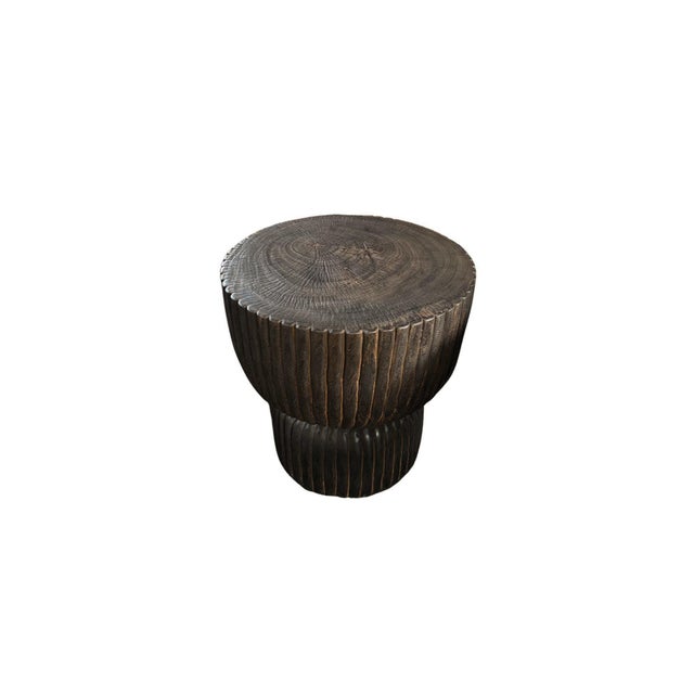 Wood Sculptural Suar Wood Side Table, Espresso Finish Modern Organic For Sale - Image 7 of 7
