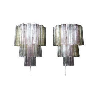Pink, White, Yellow and Smoked Color Tronchi Wall Lights in the style of Venni, 2000s, Set of 2 For Sale