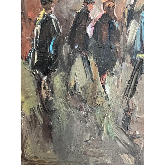 Adolfo Carducci, Promenade sous les réverbères, Oil on Wood, Framed For Sale - Image 5 of 11