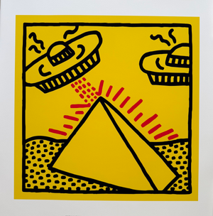 Keith Haring (1958-1990), Untitled, 1984, (Pyramid With UFOs),Copyright Keith Haring Foundation, Licensed by Artestar New York, Printed in the Uk 4/51