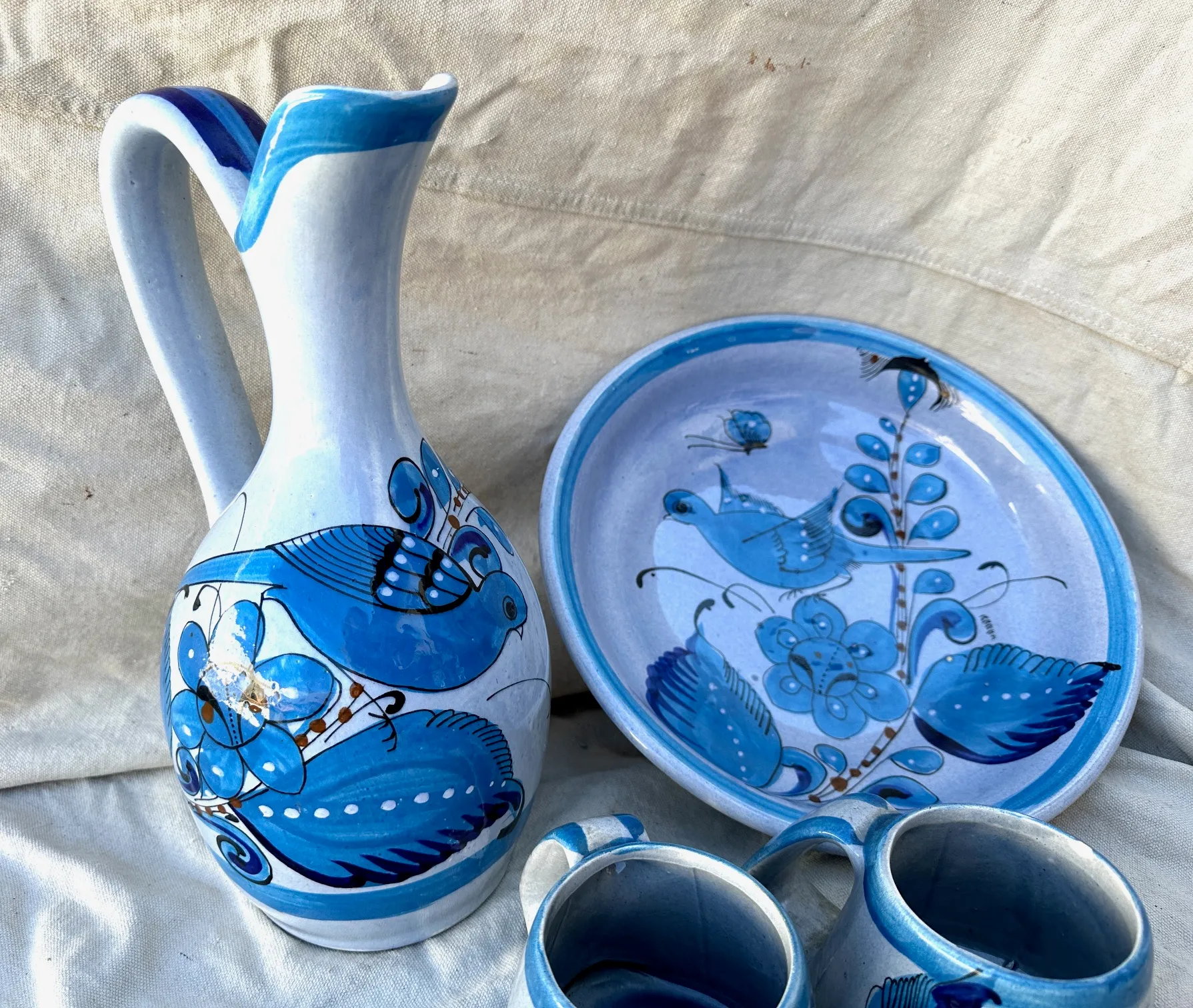 Vintage Ken Edwards Tonala/El Palomar Pottery Blue Bird Set | Chairish