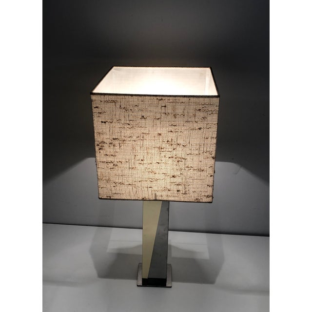 Chrome 1970s Chrome and Gilt Metal Table Lamp, French Work For Sale - Image 8 of 12