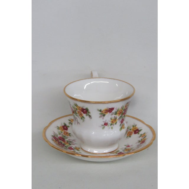 English Royal Grafton Red Yellow Roses Bone China Flowers Tea Cup and Saucer Set 4655b For Sale - Image 3 of 12