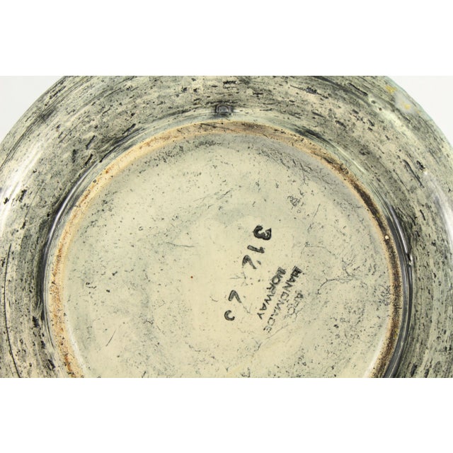 Light Green Mid-Century Norwegian Arol Halden Studio Pottery Plate With Viking Ship & Symbols For Sale - Image 8 of 9