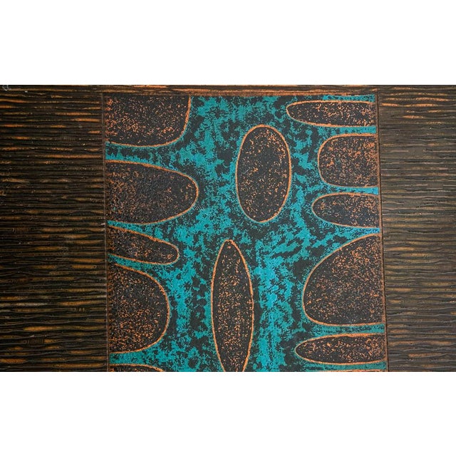 1960s 1960s Mid Century Danish Modern Coffee Table Rosewood Copper Etched Attributed to John Morkegaard For Sale - Image 5 of 12