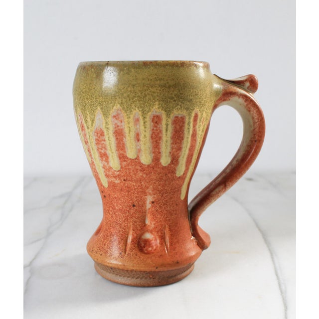 Mid-Century Modern Signed Studio Art Pottery Drip Glaze Mug For Sale - Image 3 of 6