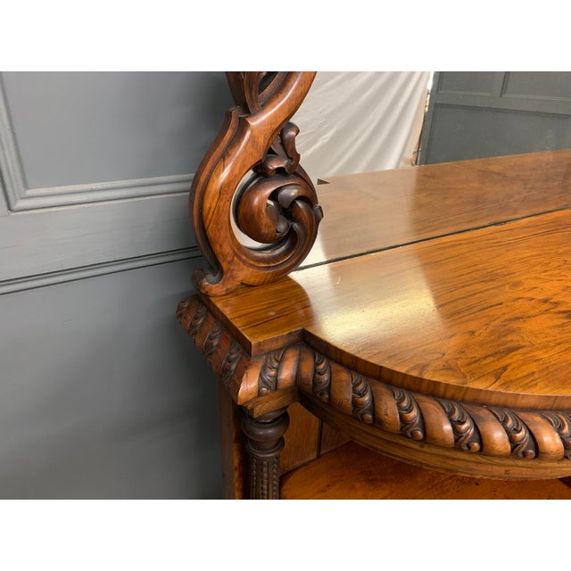 Large Victorian Burr Walnut Mirror with Chiffonier, 1855 For Sale - Image 16 of 18