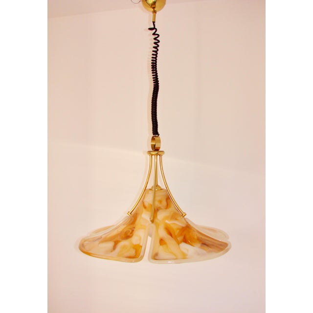 Metal Tulip Cosack Pendant Lamp in Brass and Acrylic, 1970s For Sale - Image 7 of 9