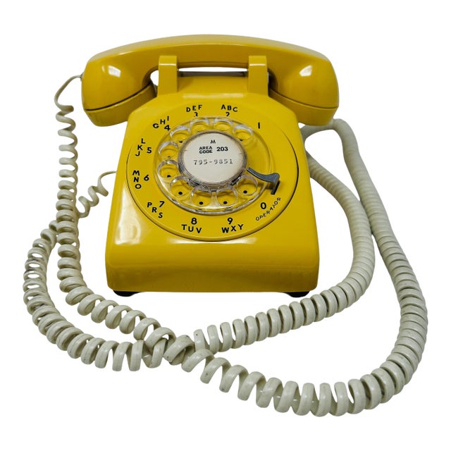 Vintage 1970s Western Electric 500dm Yellow Rotary Phone | Retro Bell System Landline | Mid-Century Modern Decor | Tested & Working For Sale