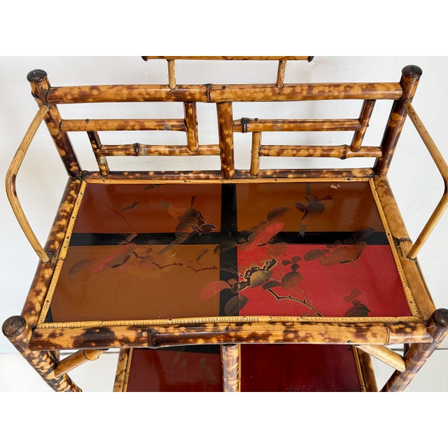 Late 19th Century Antique Chinoiserie English Tortoiseshell Bamboo Etagere Display For Sale - Image 5 of 9