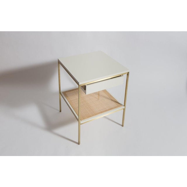 reGeneration Pair of reGeneration 392 Bedside Tables With Gloss Lacquer and Brass For Sale - Image 4 of 4