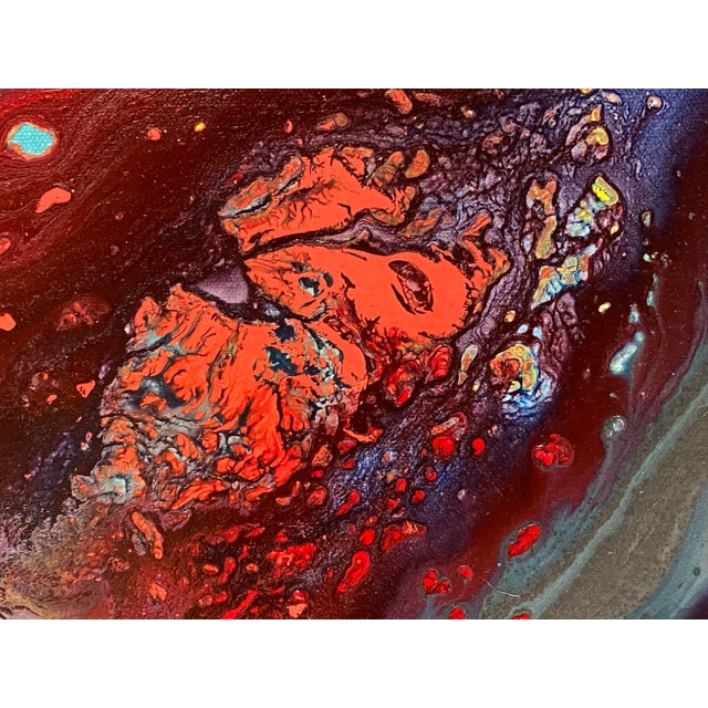 Red 1960s Phillip Schreibman Style Psychedelic Spatter and Blow Painting For Sale - Image 8 of 13