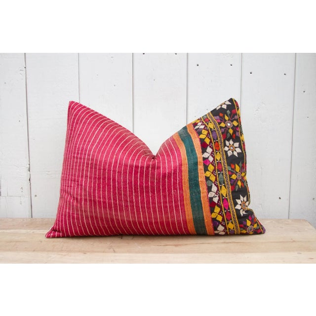 Haneen Antique Mashru Tribal Lumbar Pillow For Sale - Image 9 of 9