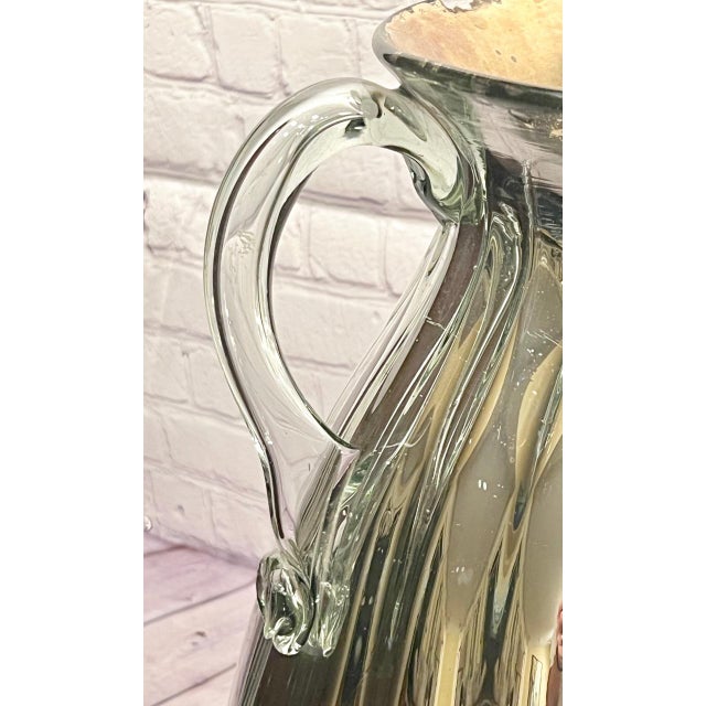 Hand Blown Mercury Glass Vase With Applied Glass Handles For Sale - Image 6 of 13