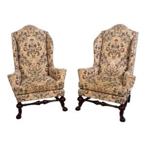 Baker Stately Homes Collection Mahogany Winged Throne Chairs