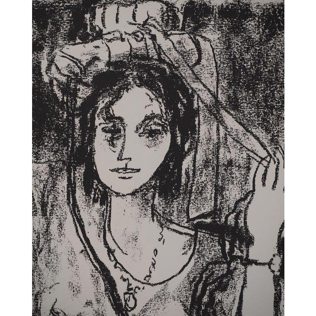 Leopoldo Presas, Young Woman in a Hat, Lithograph For Sale - Image 4 of 7