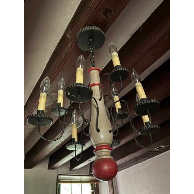 1970s 1970s Colonial Reproduction 8-Arm Chandelier For Sale - Image 5 of 5