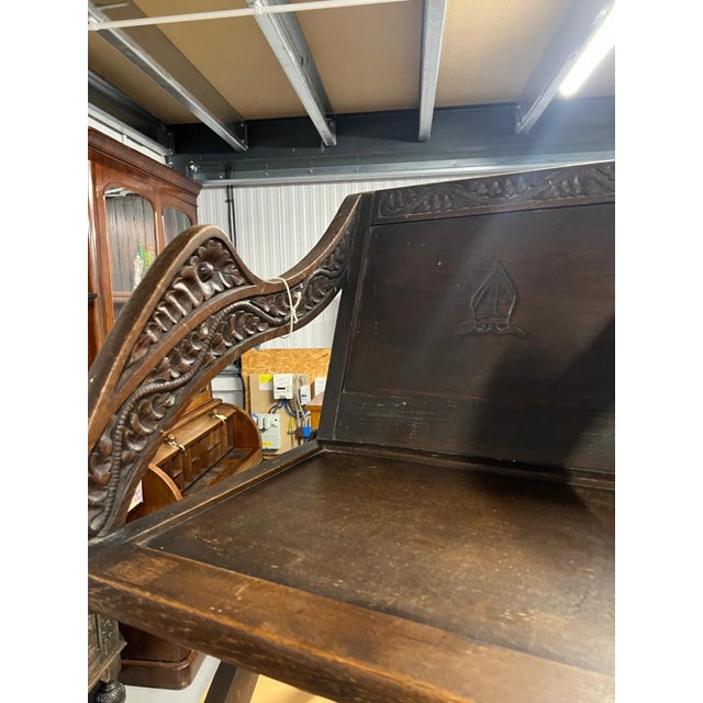 Antique Carved Oak Glastonbury Cross Stretcher Chair, 1890s For Sale - Image 3 of 8