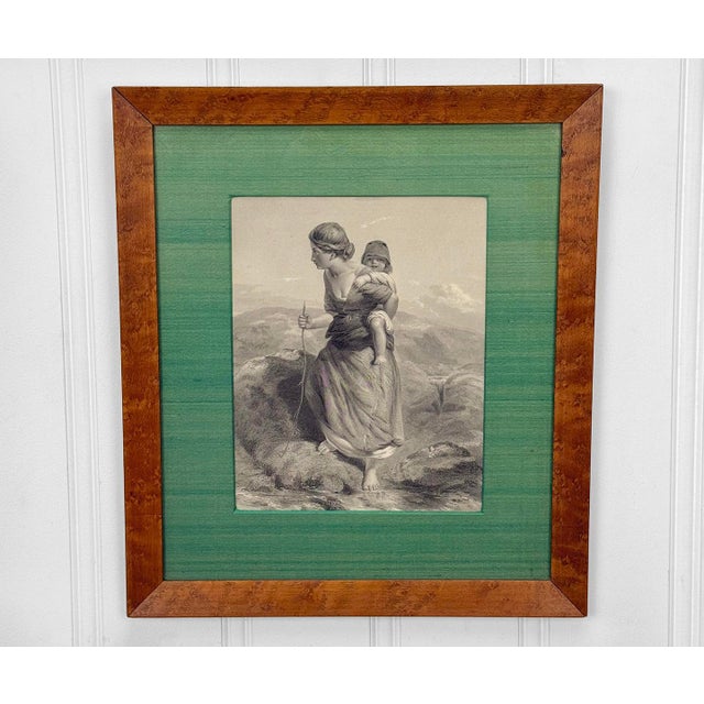 “The Mountaineer” by Paul Falconer Poole, c.1890's - Originally Engraved by T. Gardener - 12" x 14" - Depicts a Mother &...