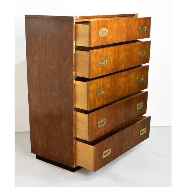 Brown Mid Century Highboy Campaign Dresser by Dixie Furniture For Sale - Image 8 of 12